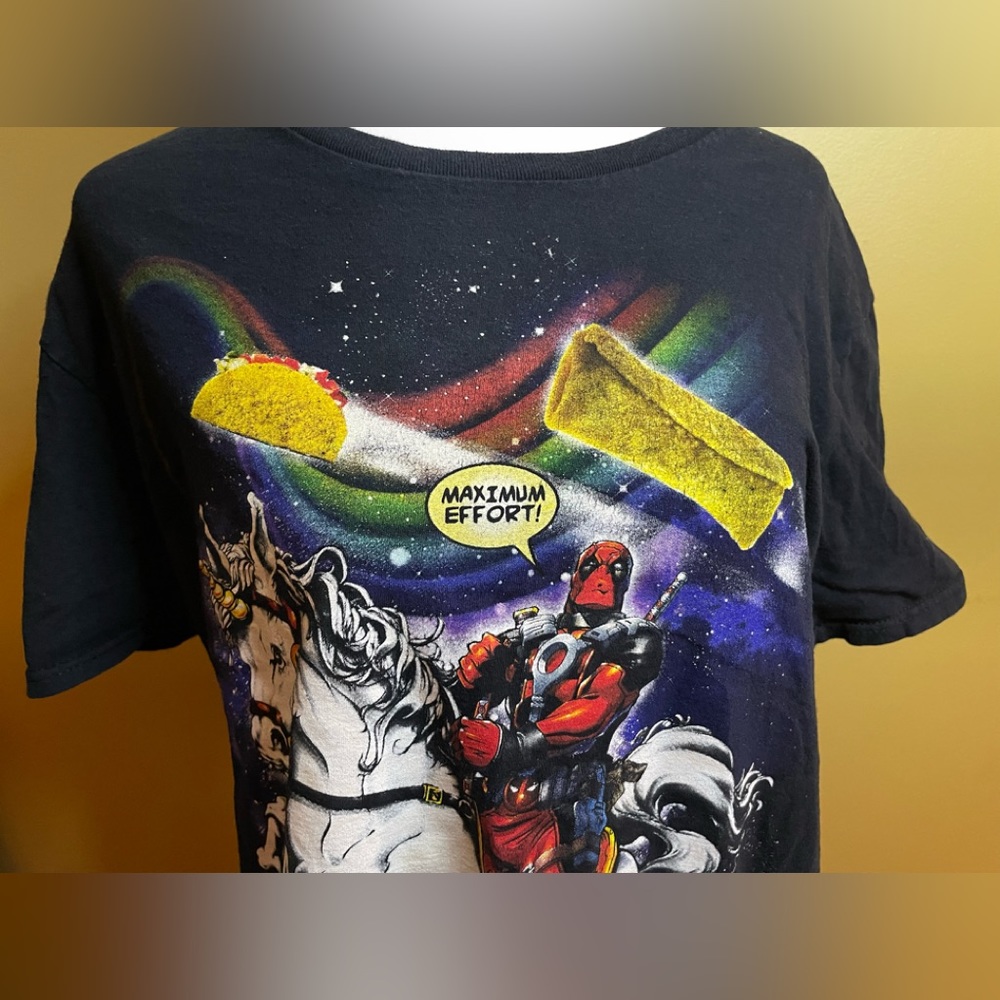 Marvel Deadpool Taco Burrito Unicorn Maximum Effort T-Shirt - L - Picture 2 of 4